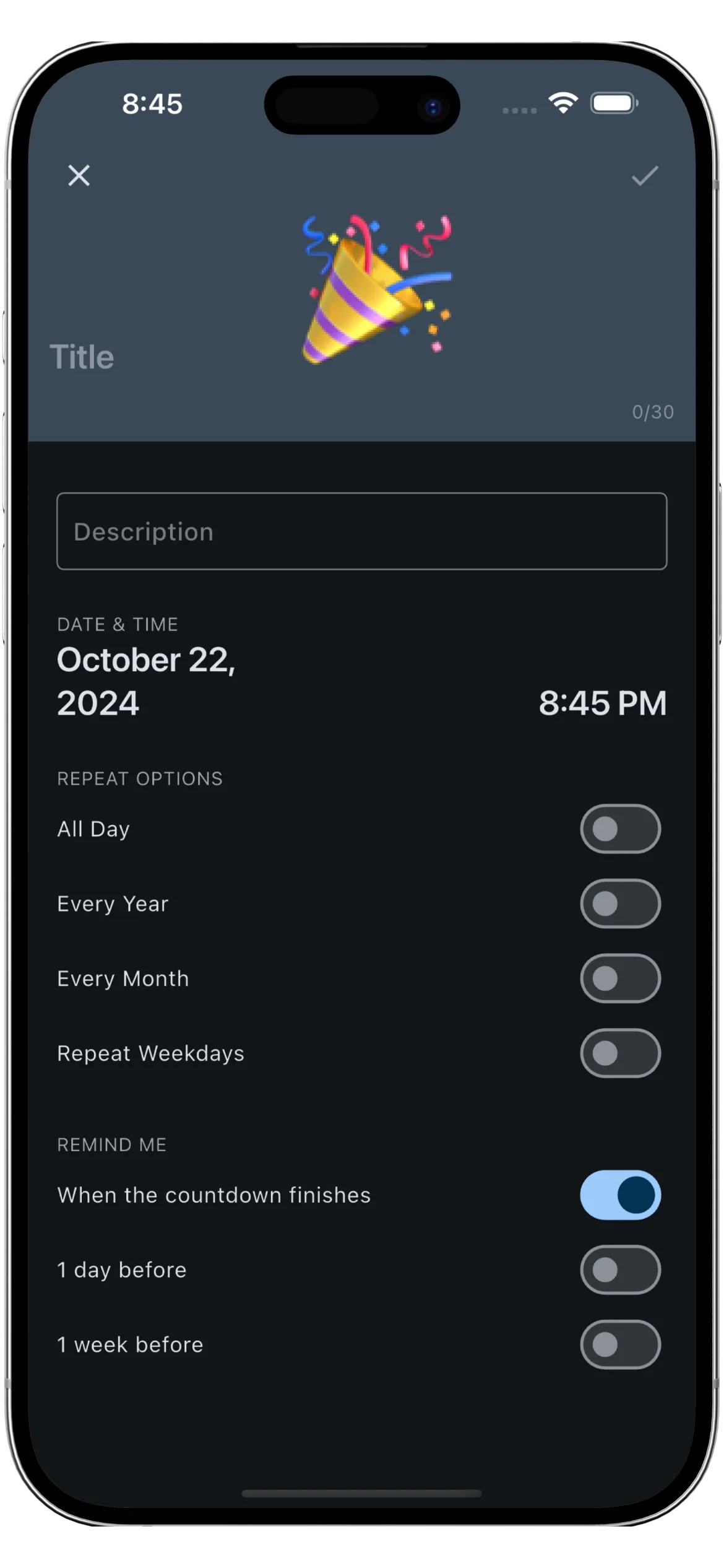 CountdownChrono App Preview